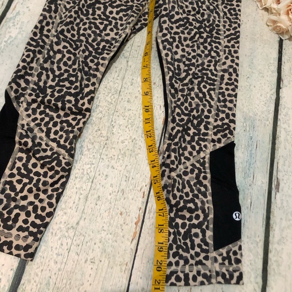 Lululemon 4 pace rival crop ace grain spot leggings brown black active yoga - Picture 6 of 10